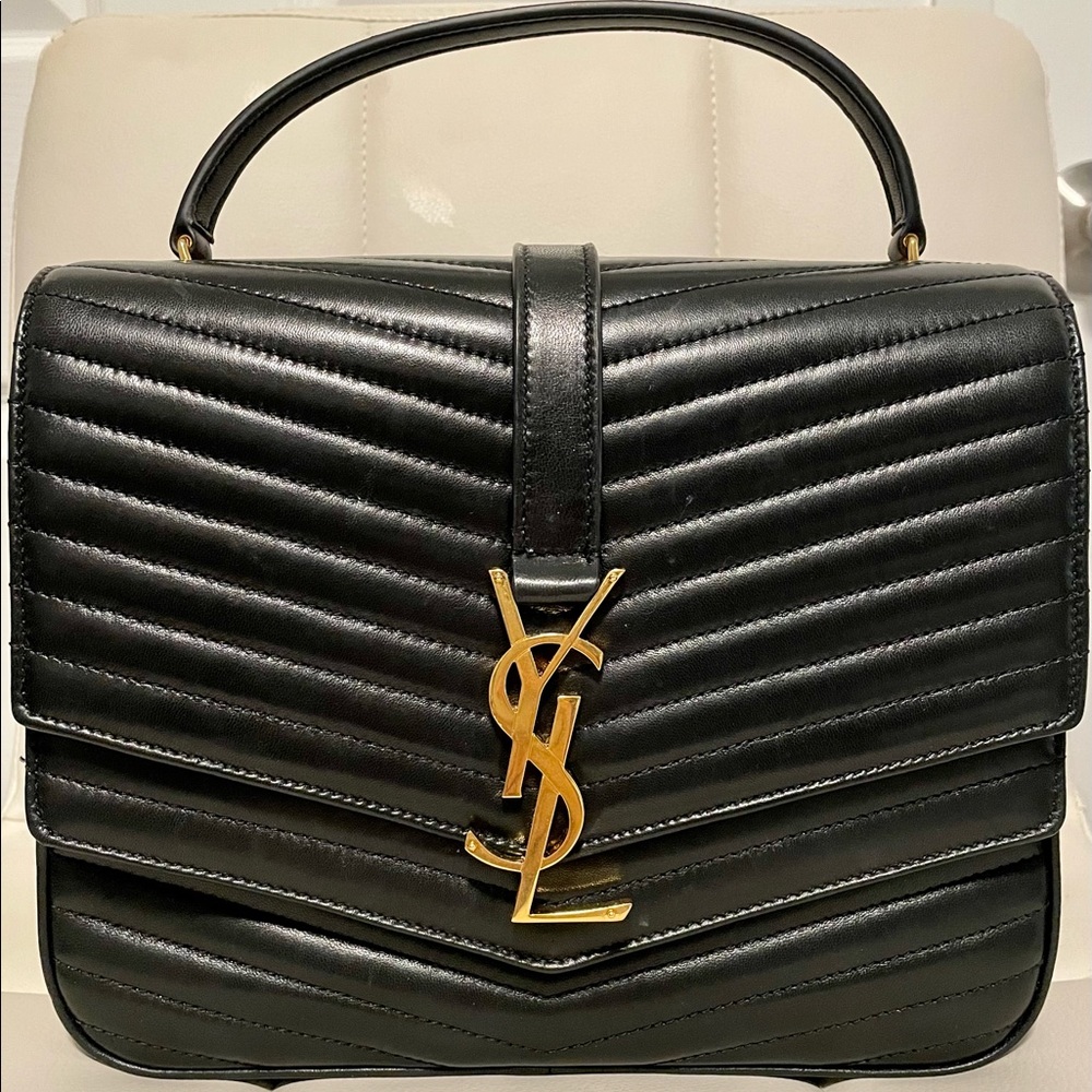 SAINT LAURENT YSL SULPICE BAG MEDIUM IN MATELASSÉ LEATHER - BLACK